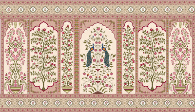 Royal Mughal Peacock Garden Mural