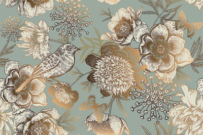 Bird and Flower Wallpaper for Wall Decor