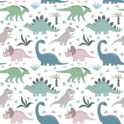 Colorful Childish Dinosaurs Wallpaper