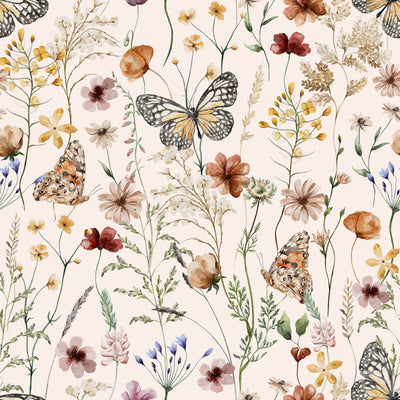 Watercolor Wildflower Bloom Pattern Wallpaper