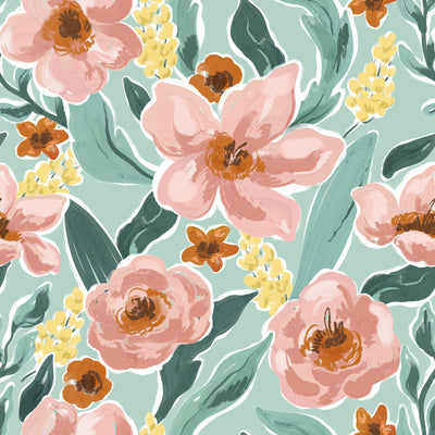 Trendy Flowers Blush Wallpaper
