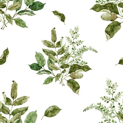 Green Leaf Watercolor Pattern Wallpaper