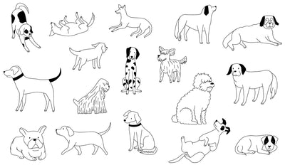 Cute Line art Funny Puppies Wallpaper