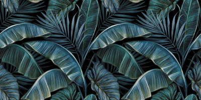 Botanical Wallpaper with Banana Leaves