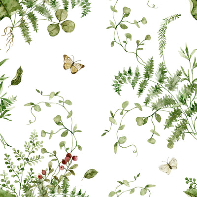 Botanical Green Leaf Floral Wallpaper