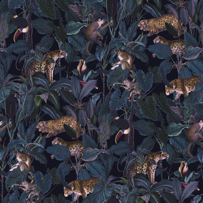 Tropical Jungle Wallpaper with Leopards
