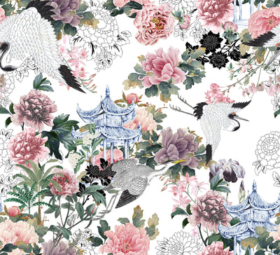 Chinoiseries Peonies Wallpaper