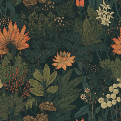 Dark Botanical Garden Wallpaper