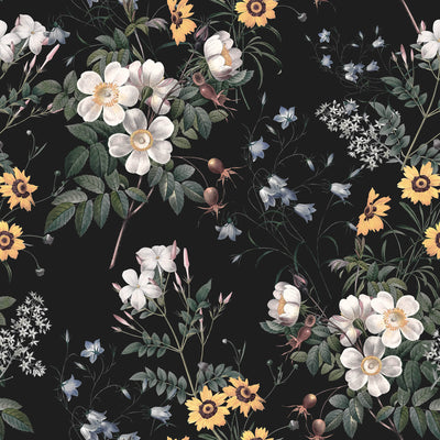 Night Luxury White Flower Pattern Wallpaper