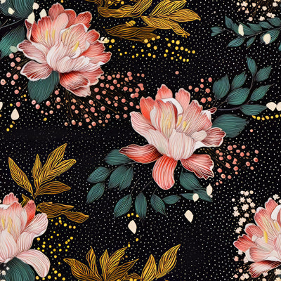 Midnight Botanical Flower Petal Wallpaper