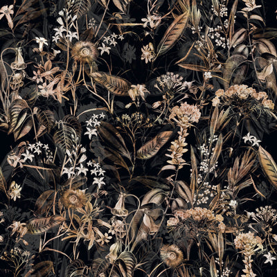 Botanical Midnight Herbarium Wallpaper
