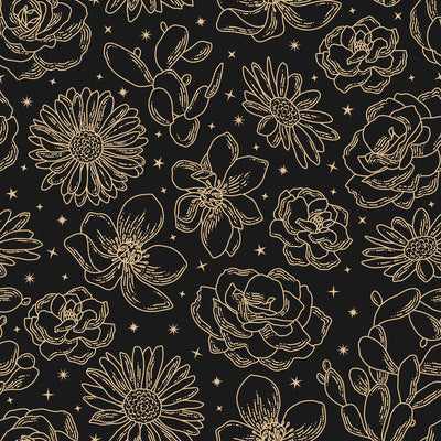 Elegant Outline Floral Wallpaper