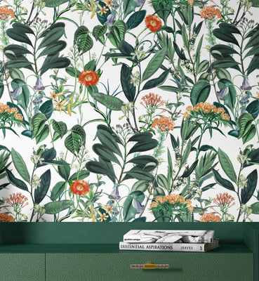 Botanical Light Flower Pattern Wallpaper