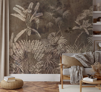 Tropical Mural Leave Vintage Wallpaper