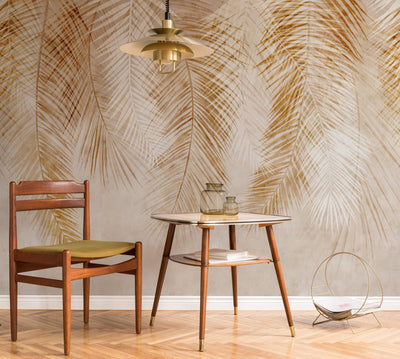 Leave Large Palm Retro Wallpaper