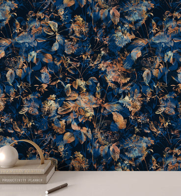 Art Nouveau Gold Floral Wallpaper