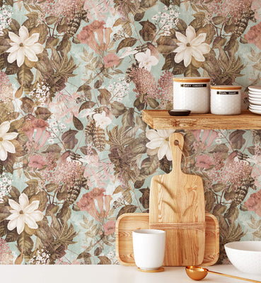 Rustic Flower Pattern Wallpaper