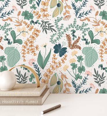 Herbs Flowers Seamless  Pattern Wallpaper