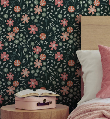 Floral Boho Ditsy Pattern Wallpaper