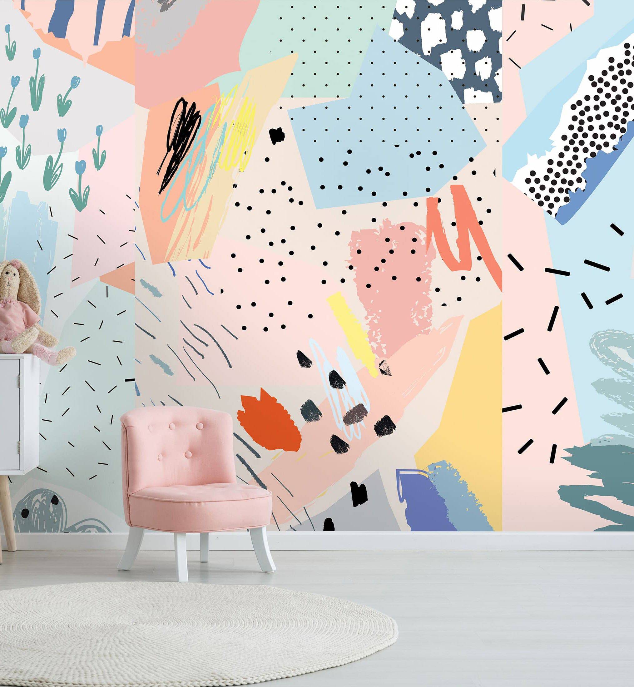 Colorful Abstract Shapes Art Wall Mural