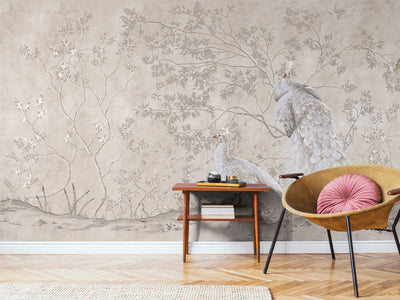 Vintage Chinoiserie Peacock Luxury Wallpaper