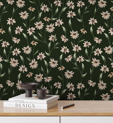 Floral Seamless with Daisy Flower Wallpaper