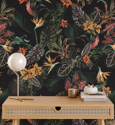 Tropical Midnight Jungle Wallpaper