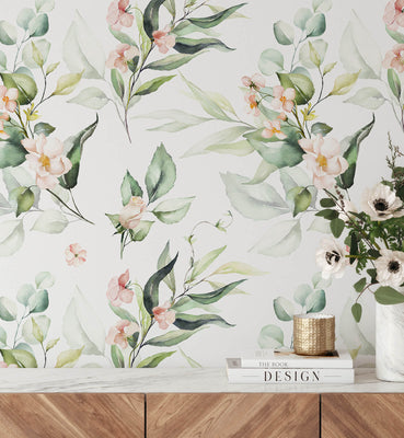 Watercolor Blush Botanical Wallpaper