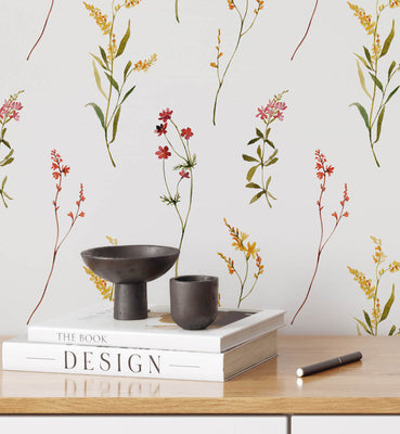 Flower Botanical Motif Wallpaper