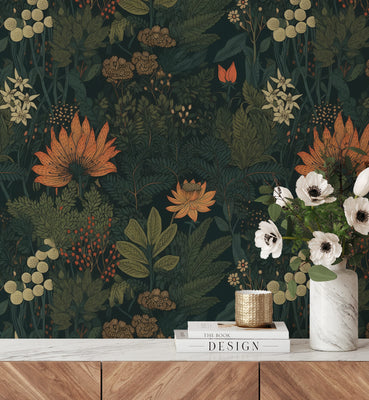 Dark Botanical Garden Wallpaper