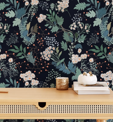 Midnight Botanical Garden Wallpaper