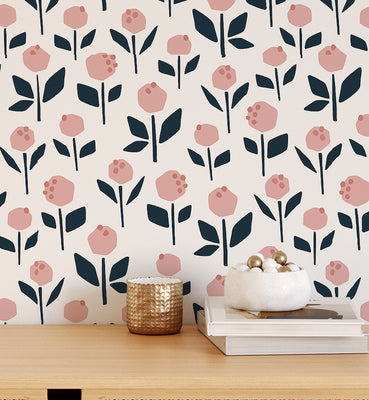 Blooming Hand Painted Floral Wallpaper