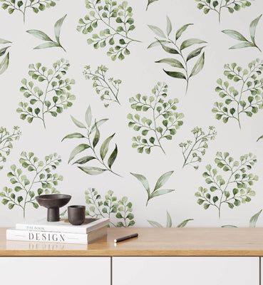 Seamless Watercolor Leaves Branches Wallpaper