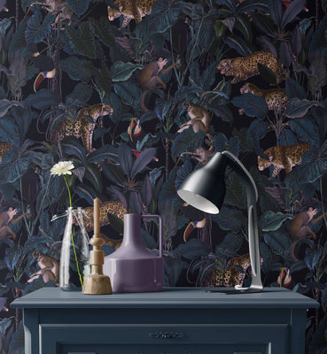 Tropical Jungle Wallpaper with Leopards