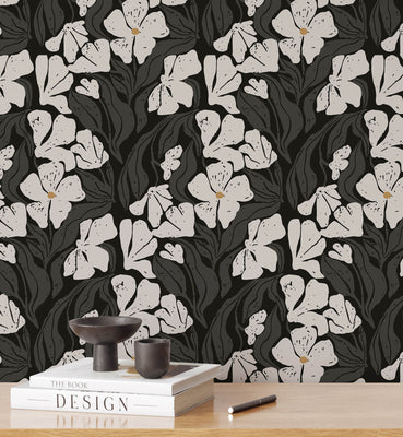 Seamless Greyish Floral Wallpaper