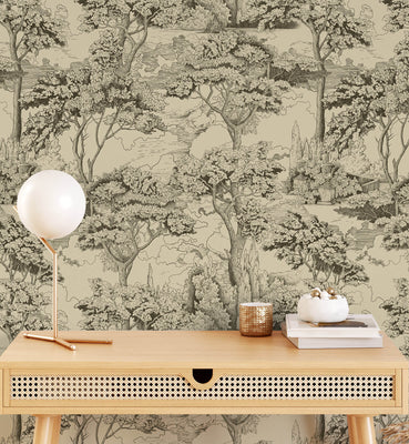 Scenic Landscape Tree Vintage Wallpaper