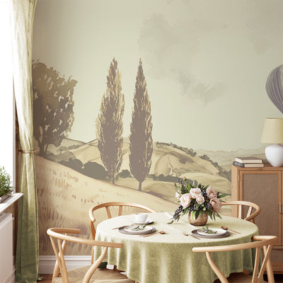 Vintage Hot Air Balloon Landscape Wallpaper