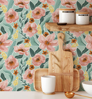 Trendy Flowers Blush Wallpaper