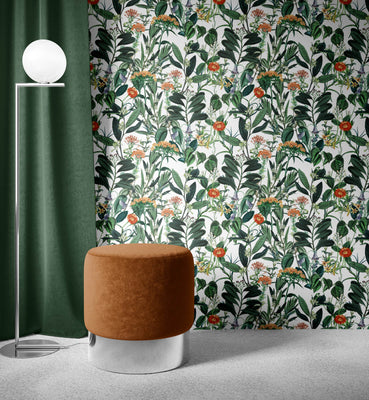 Botanical Light Flower Pattern Wallpaper