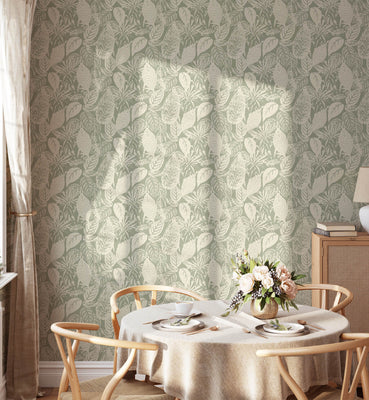 Subtle Exotic Foliage Decorative Seamless Pattern Wallpaper