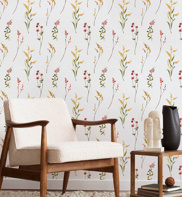 Flower Botanical Motif Wallpaper