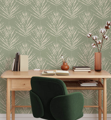 Scandinavian Tropical Leaf Soft Minimal Pattern Wallpaper