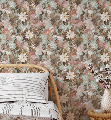 Rustic Flower Pattern Wallpaper