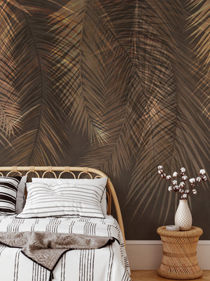 Hand Drawn Palm Leave Mural Wallpaper