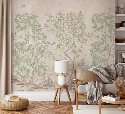 Vintage Chinoiserie Elegant Tree Wallpaper