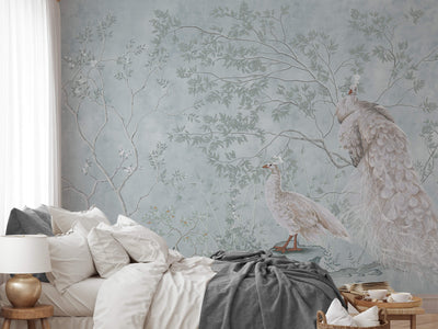 Peacock Chinoiserie Wall Mural Wallpaper