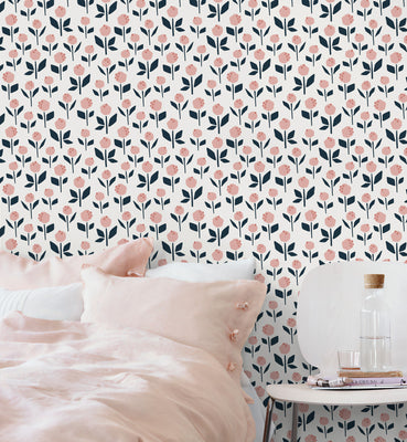 Blooming Hand Painted Floral Wallpaper