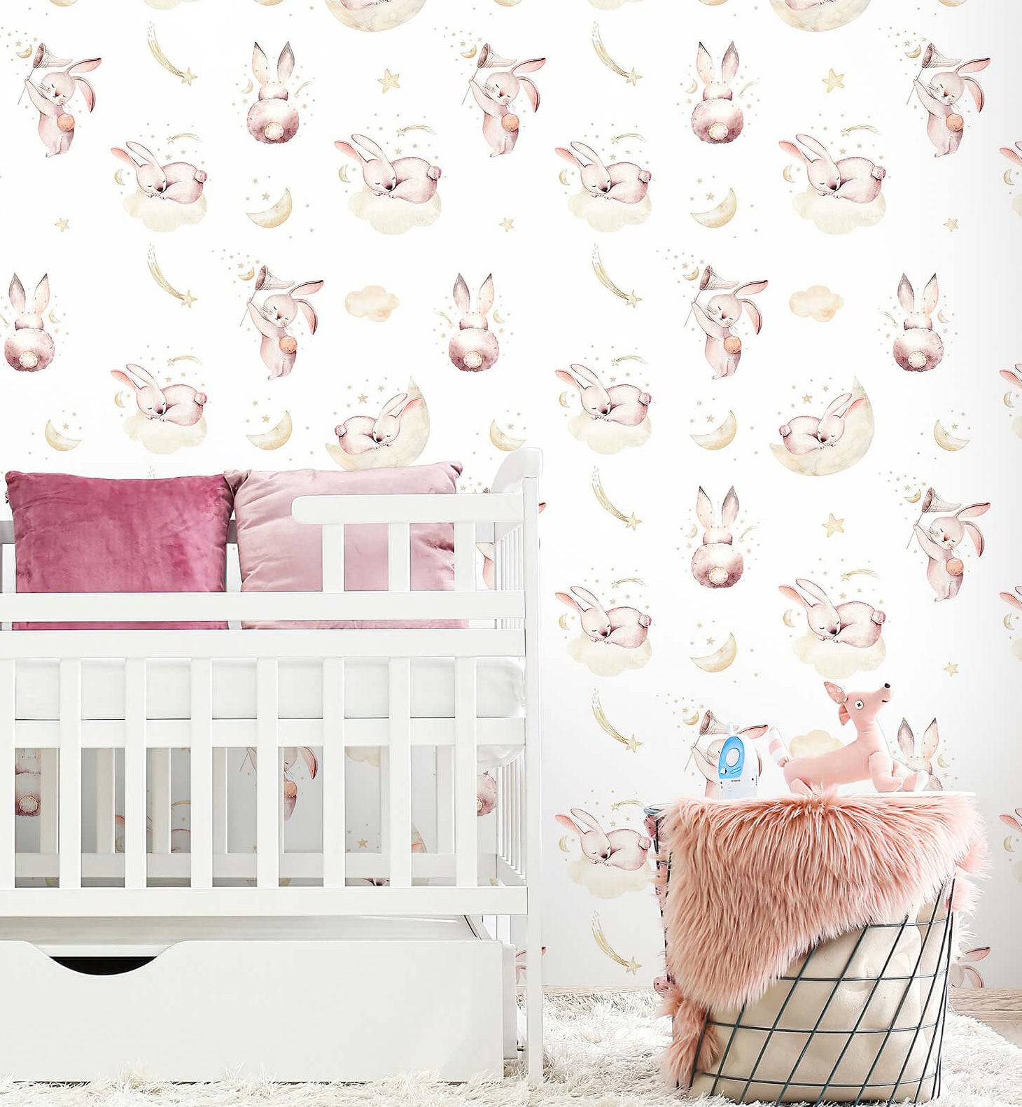 Baby Rabbit Kids Removable Wallpaper | Walltrendz