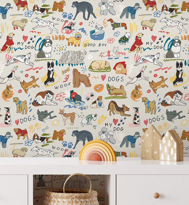 Funny Dog Wallpaper for Kids Room Walls