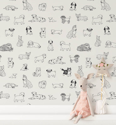 Line Art Dog Puppy Wallpaper